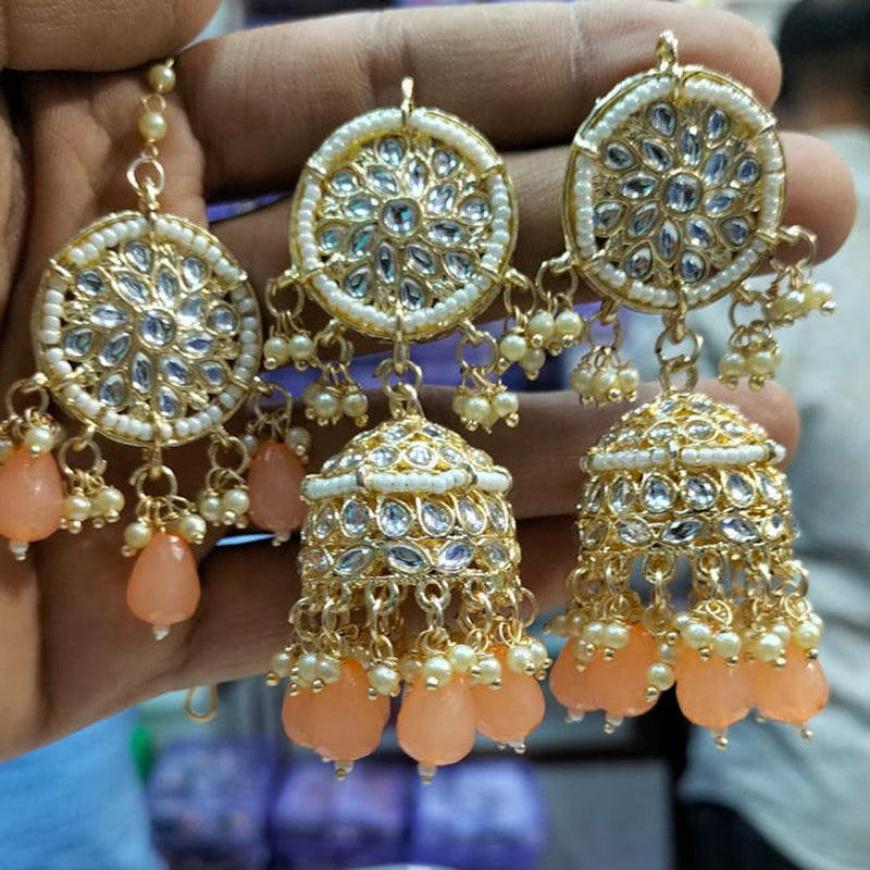 Pooja Bangles Gold Plated Jhumki Earrings With Maangtikka