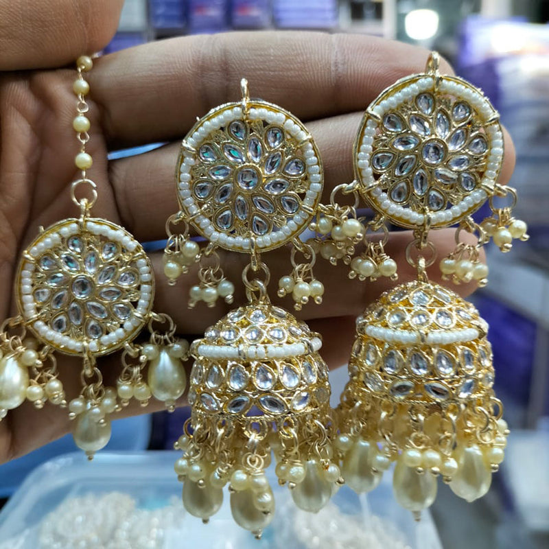 Pooja Bangles Gold Plated Jhumki Earrings With Maangtikka