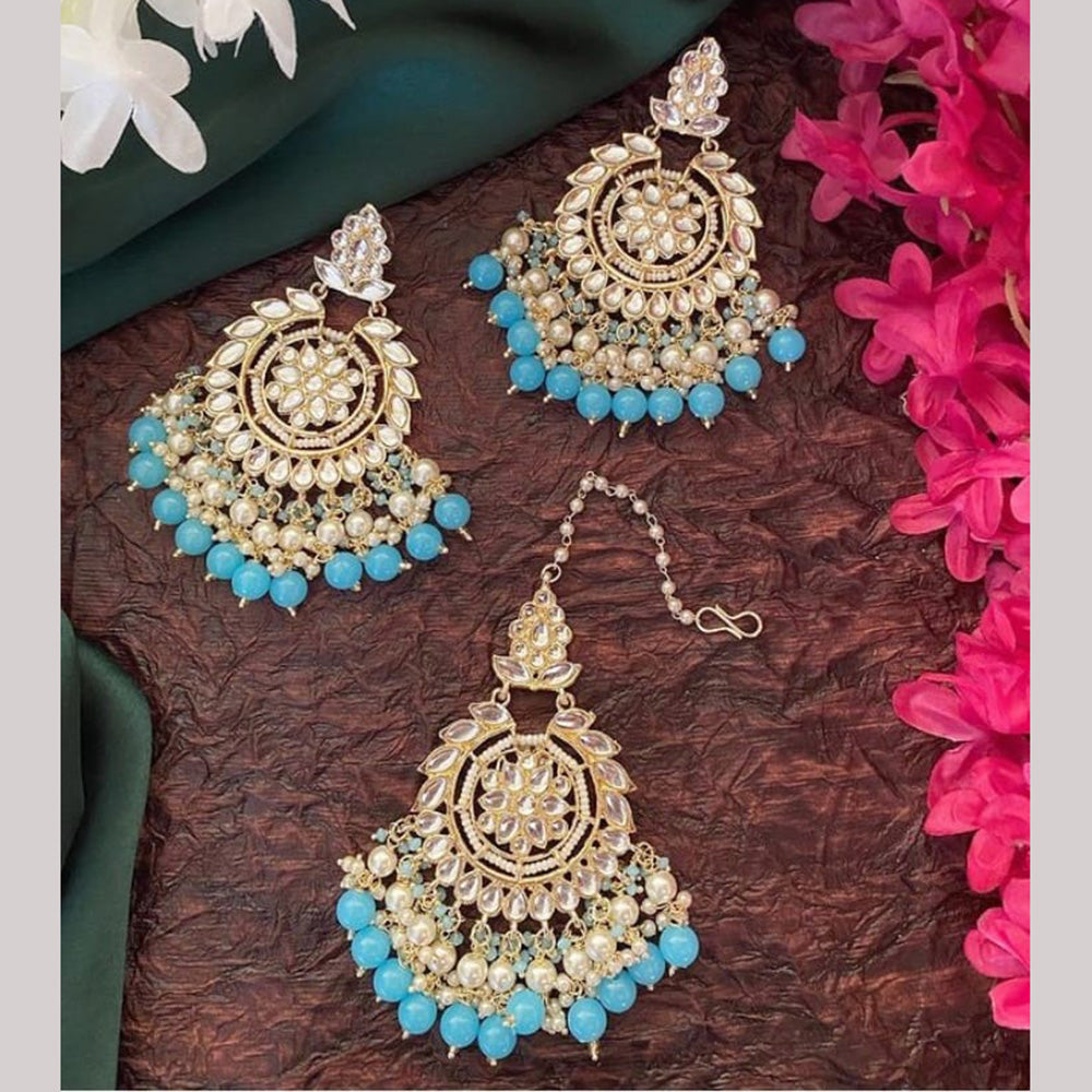 Pooja Bangles Gold Plated Dangler Earrings With Maangtikka