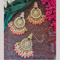 Pooja Bangles Gold Plated Dangler Earrings With Maangtikka