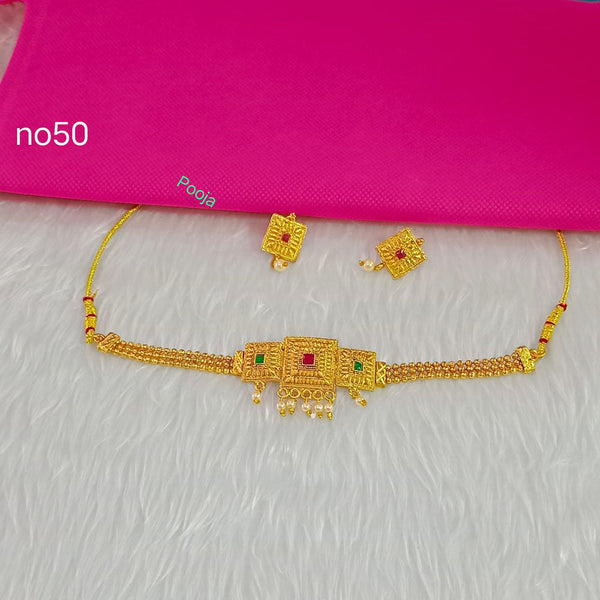 Pooja Bangles Gold Plated Pota Stone Choker Necklace Set