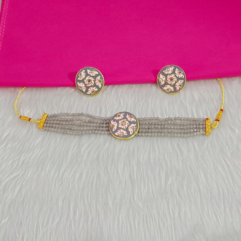 Pooja Bangles Gold Plated Meenakari & Beads Choker Necklace Set