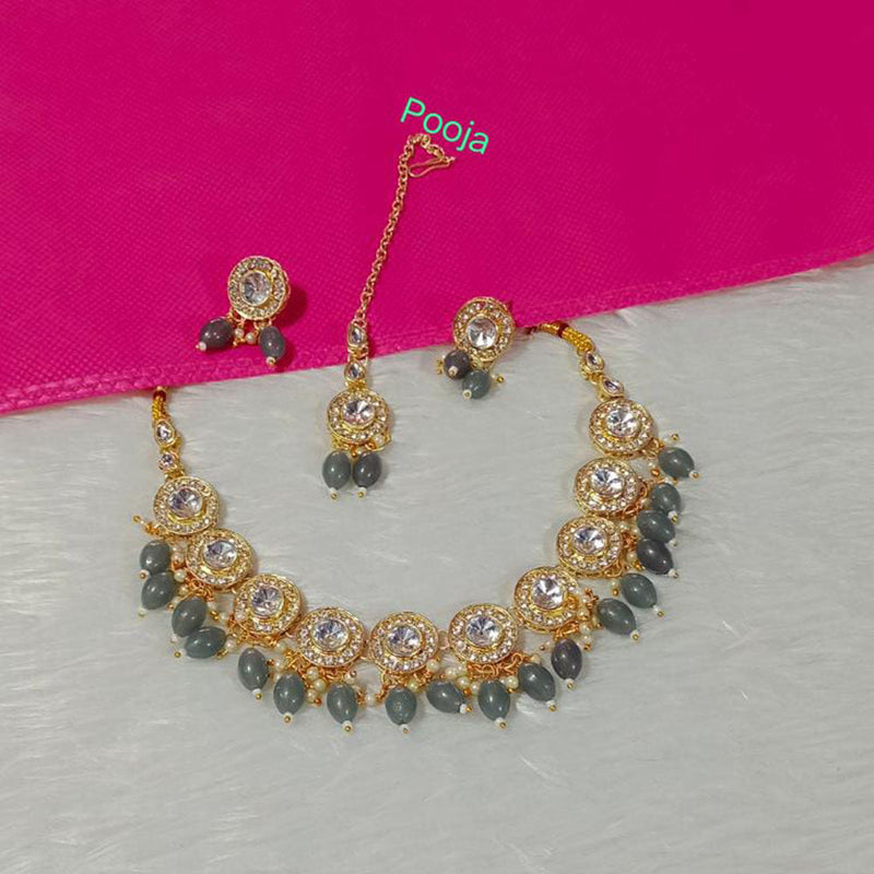 Pooja Bangles Gold Plated Crystal Stone Necklace Set