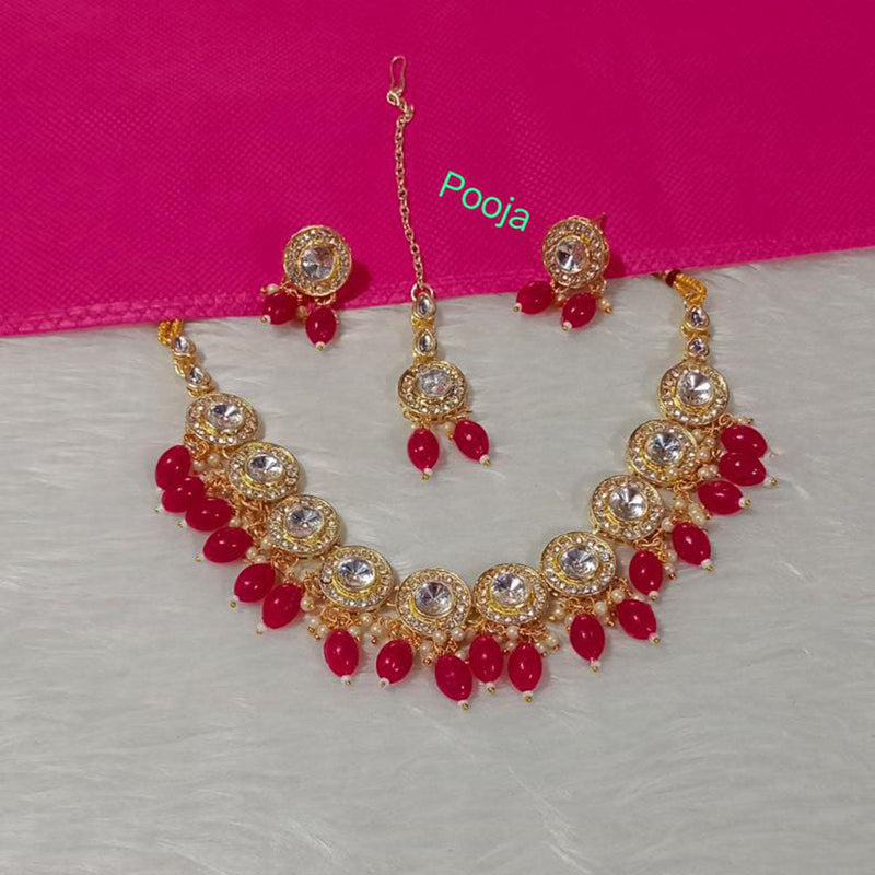 Pooja Bangles Gold Plated Crystal Stone Necklace Set