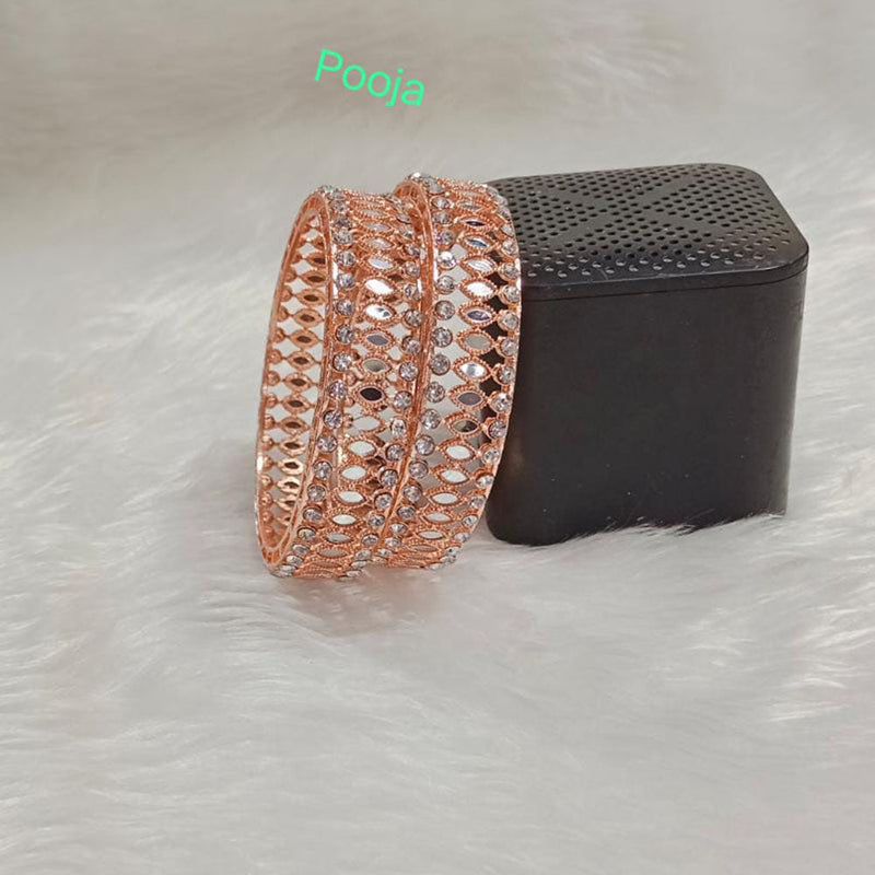 Pooja Bangles Rose Gold Plated Mirror Bangle Set