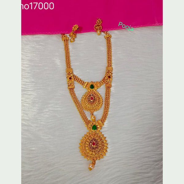Pooja Bangles Gold Plated Pota Stone Long Necklace Set