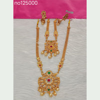 Pooja Bangles Gold Plated Pota Stone Double Necklace Set