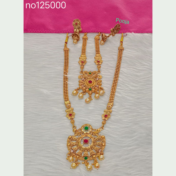Pooja Bangles Gold Plated Pota Stone Double Necklace Set