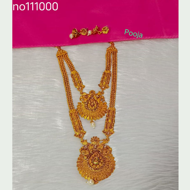 Pooja Bangles Gold Plated Pota Stone Double Necklace Set