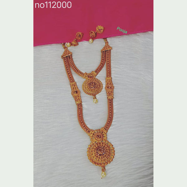 Pooja Bangles Gold Plated Pota Stone Double Necklace Set