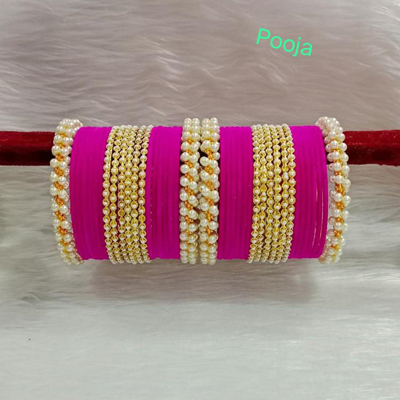 Pooja Bangles Gold Plated Velvet Bangle Set