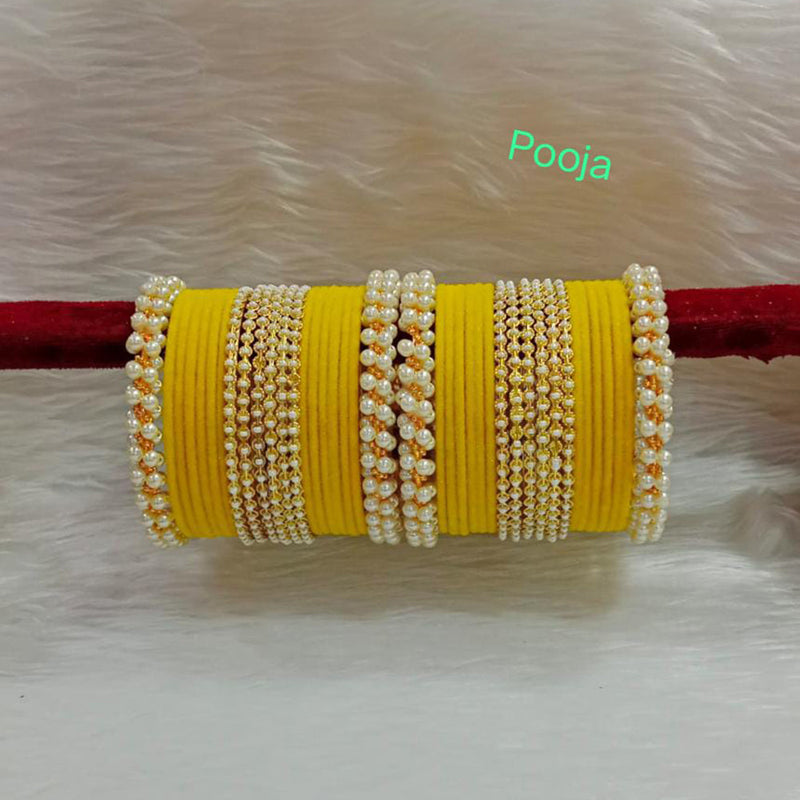 Pooja Bangles Gold Plated Velvet Bangle Set