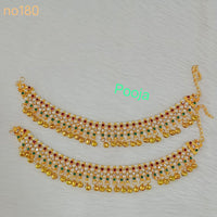 Pooja Bangles Gold Plated Pota Stone Payal