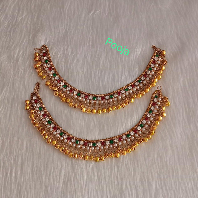 Pooja Bangles Gold Plated Pota Stone Payal