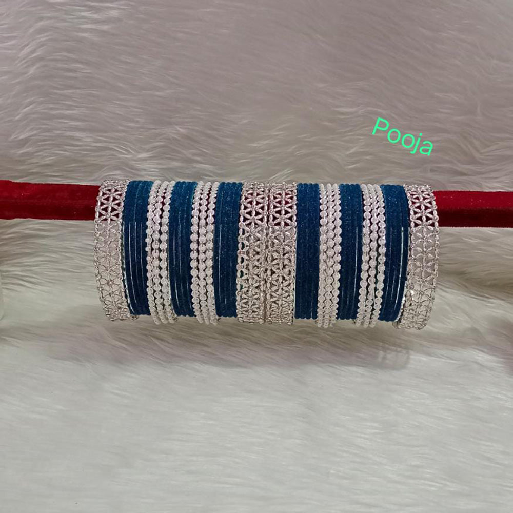 Pooja Bangles Silver Plated Velvet Bangles Set