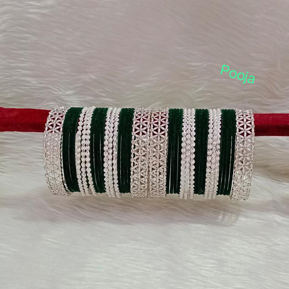 Pooja Bangles Silver Plated Velvet Bangles Set