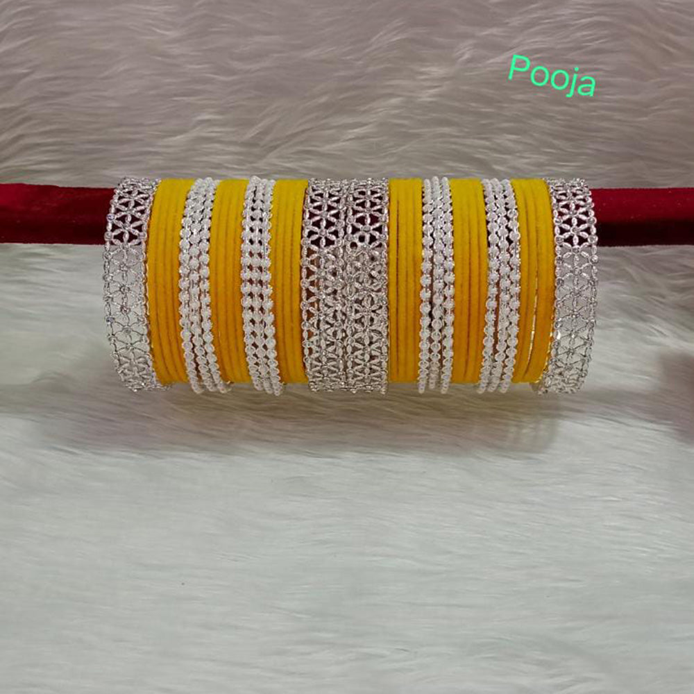 Pooja Bangles Silver Plated Velvet Bangles Set