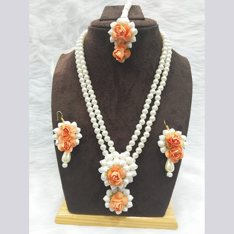 Pooja Bangles Floral Pearl Necklace Set