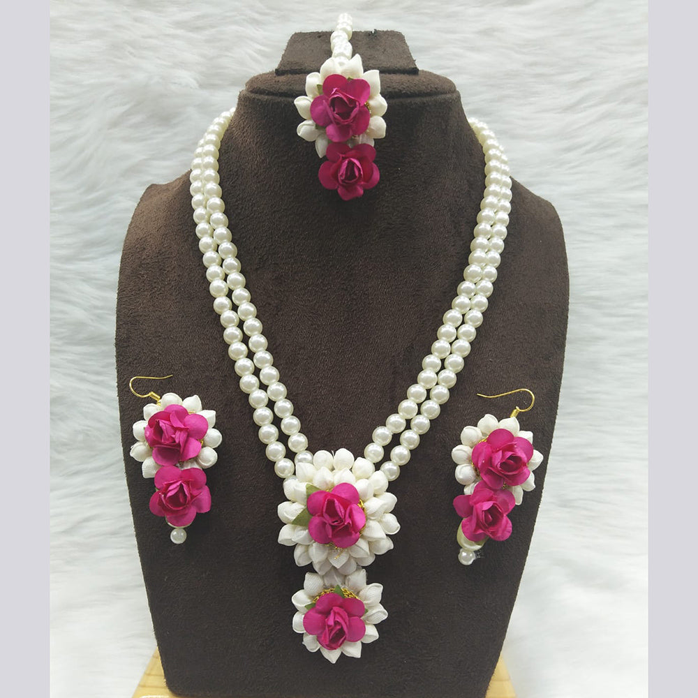 Pooja Bangles Floral Pearl Necklace Set