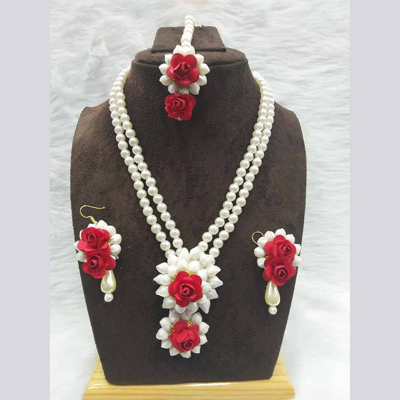 Pooja Bangles Floral Pearl Necklace Set