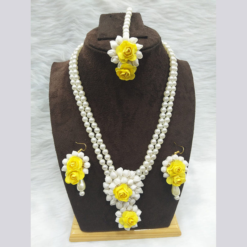 Pooja Bangles Floral Pearl Necklace Set