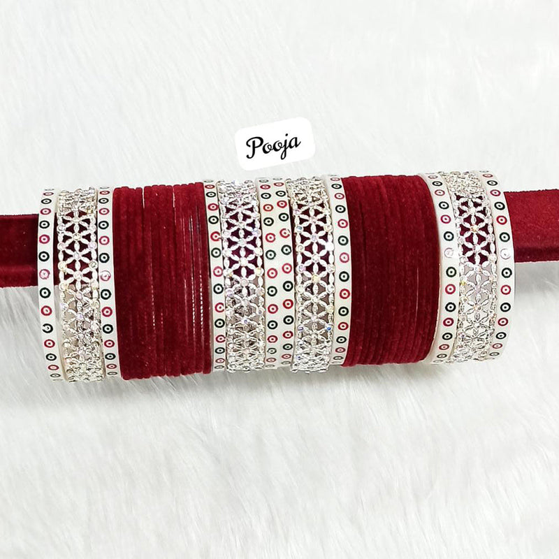 Pooja Bangles Silver Plated AD Bangles Set