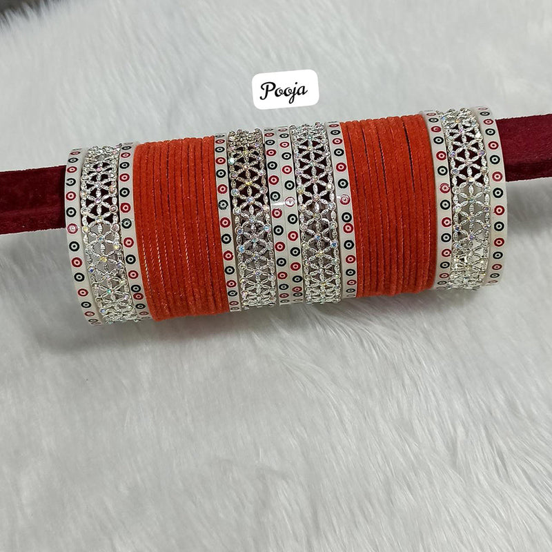 Pooja Bangles Silver Plated AD Bangles Set