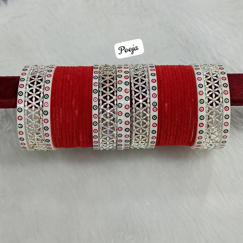 Pooja Bangles Silver Plated AD Bangles Set