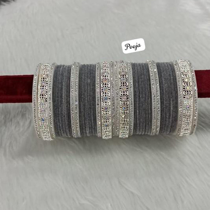 Pooja Bangles Silver Plated Velvet Bangles Set