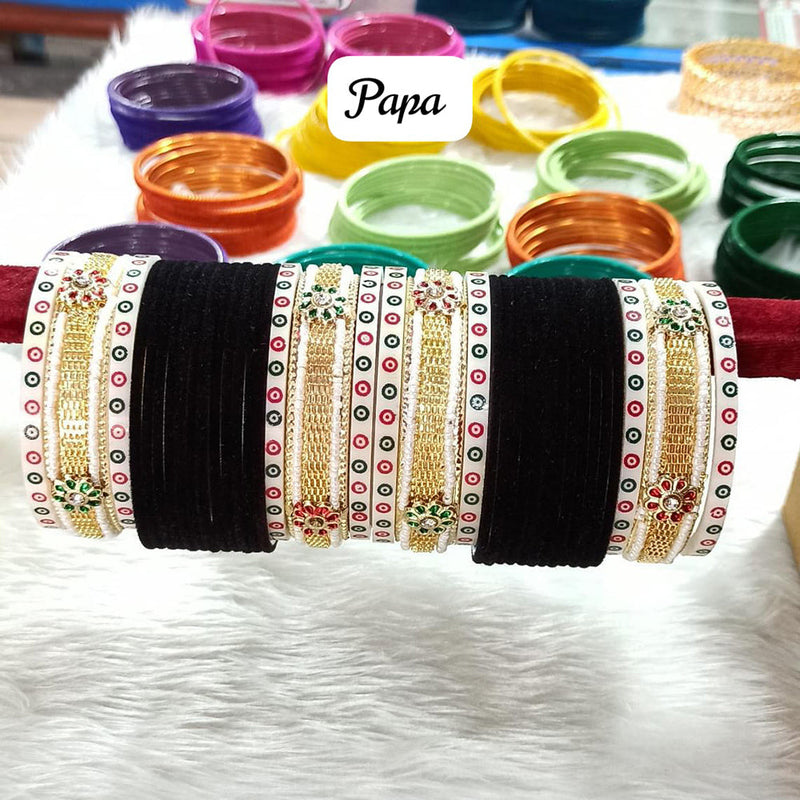 Pooja Bangles Gold Plated Velvet Bangle Set