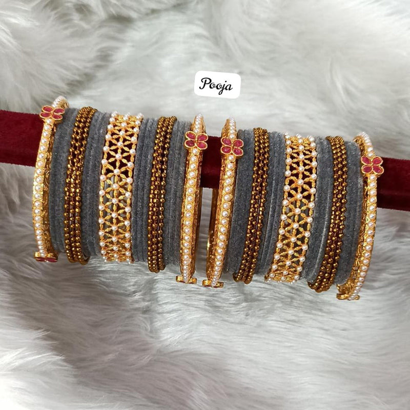 Pooja Bangles Gold Plated Velvet Bangle Set