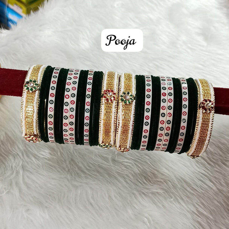 Pooja Bangles Gold Plated Velvet Bangle Set