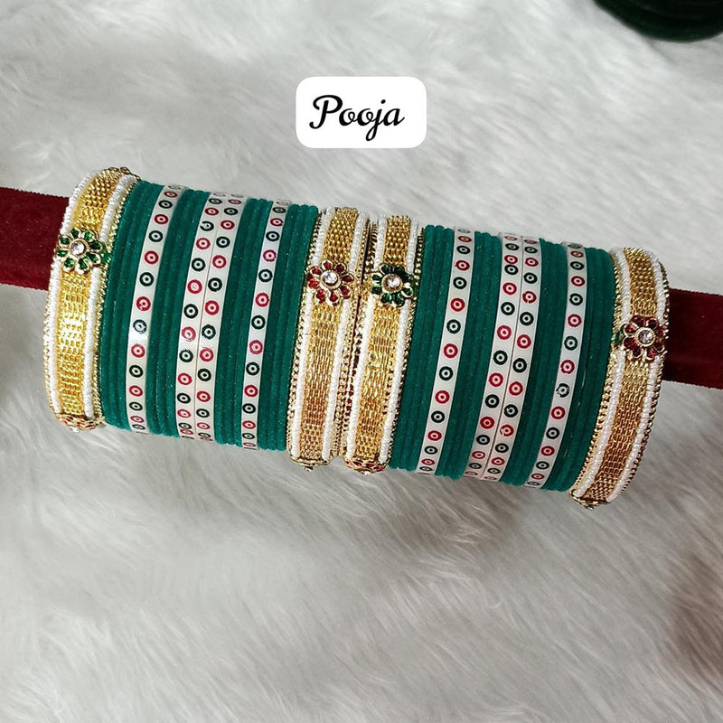 Pooja Bangles Gold Plated Velvet Bangle Set