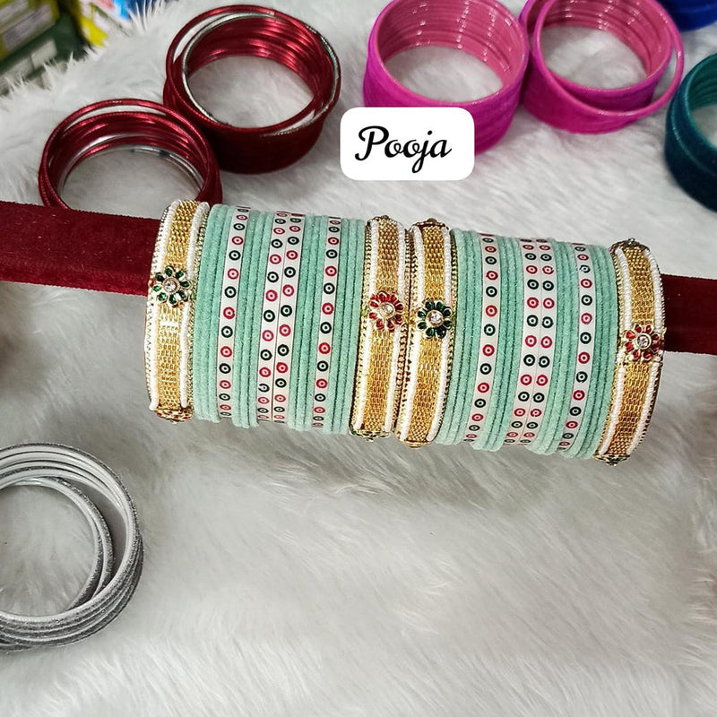 Pooja Bangles Gold Plated Velvet Bangle Set