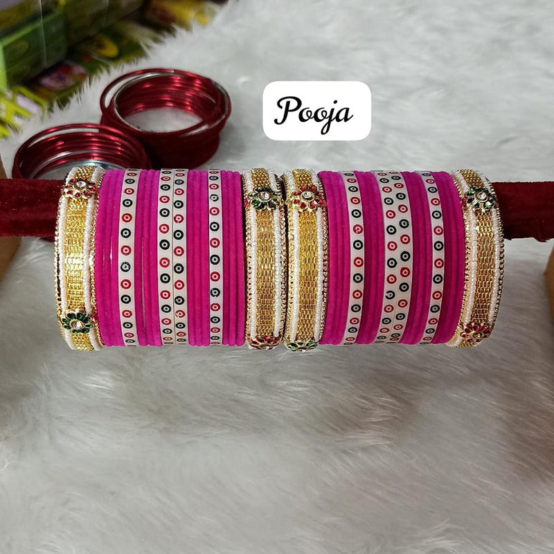 Pooja Bangles Gold Plated Velvet Bangle Set