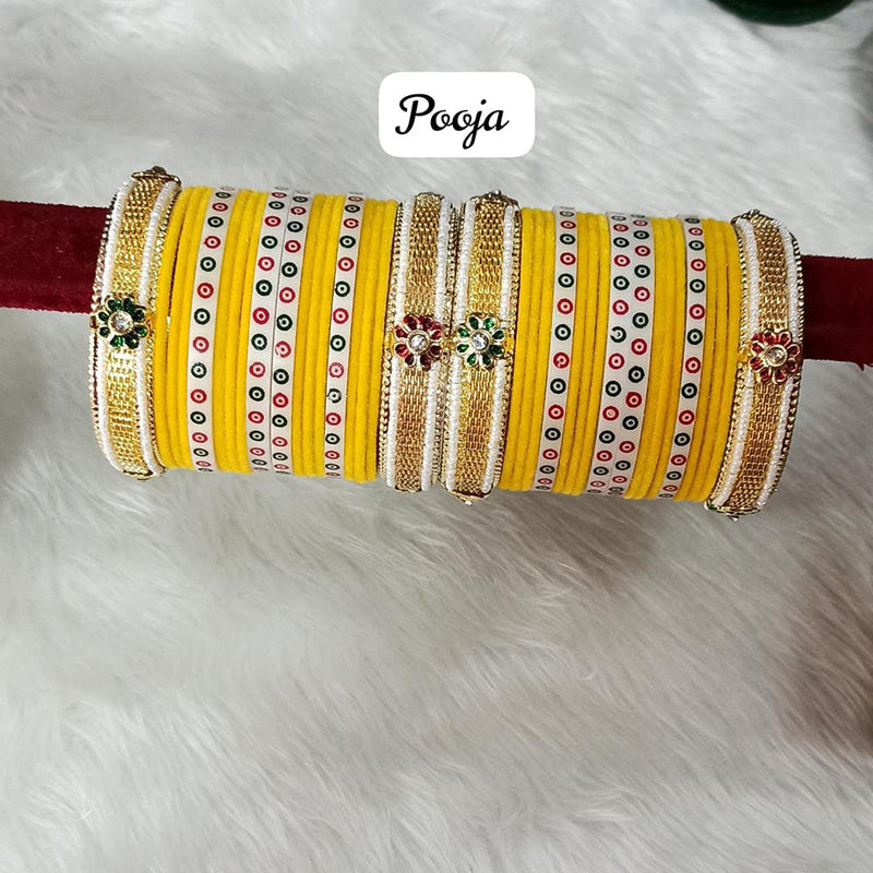 Pooja Bangles Gold Plated Velvet Bangle Set