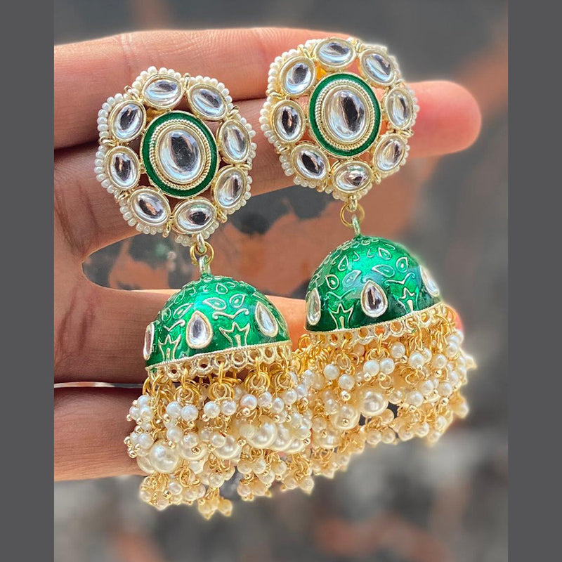 Pooja Bangles Gold Plated Meenakari Jhumki Earrings