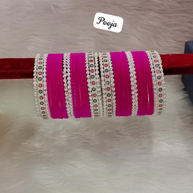 Pooja Bangles Silver Plated Velvet  Bangle Set