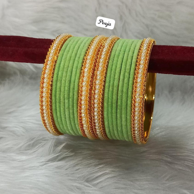 Pooja Bangles Gold Plated Velvet Bangles Set