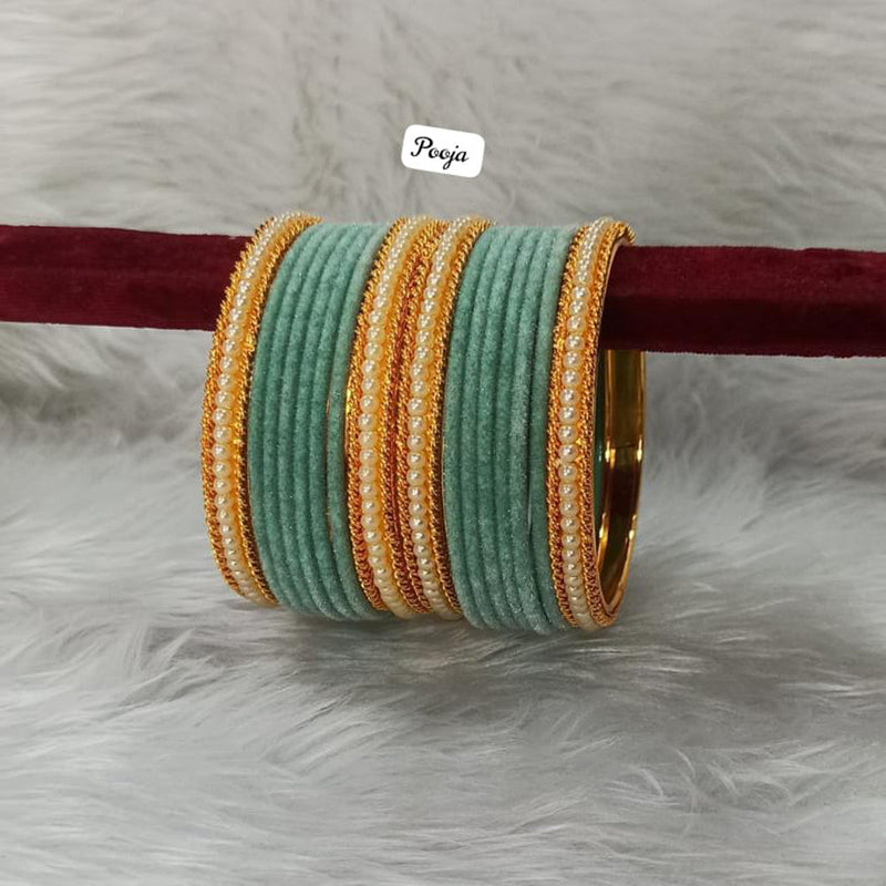 Pooja Bangles Gold Plated Velvet Bangles Set