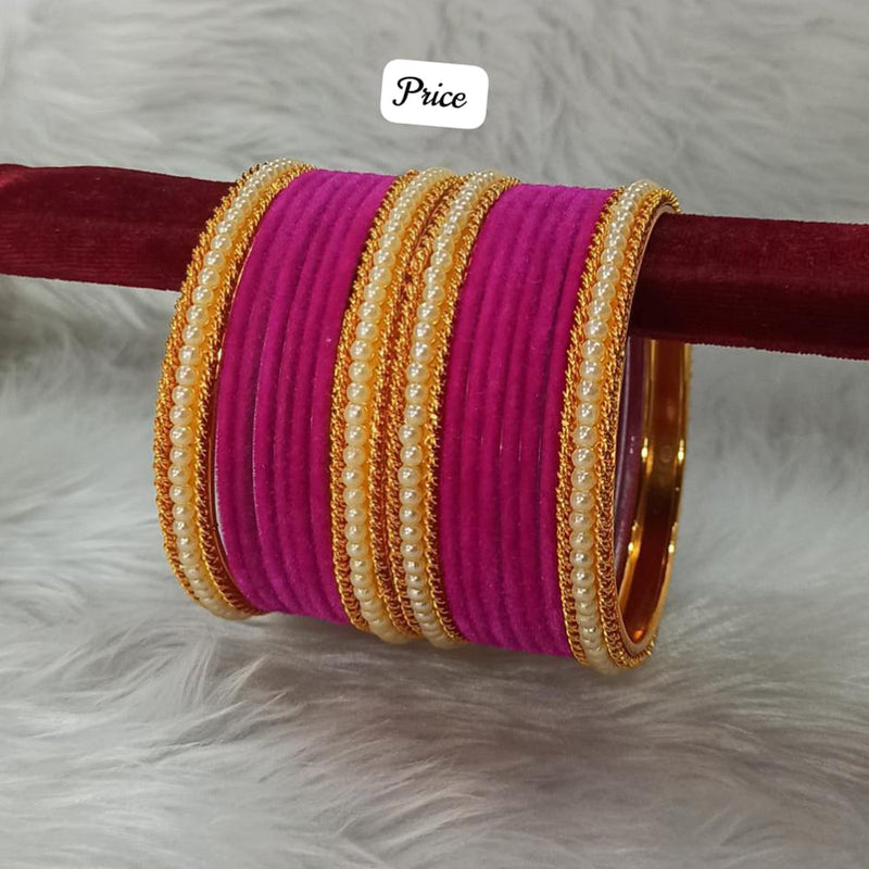 Pooja Bangles Gold Plated Velvet Bangles Set