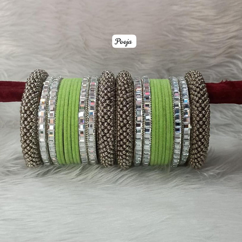 Pooja Bangles Silver Plated Velvet Bangles Set