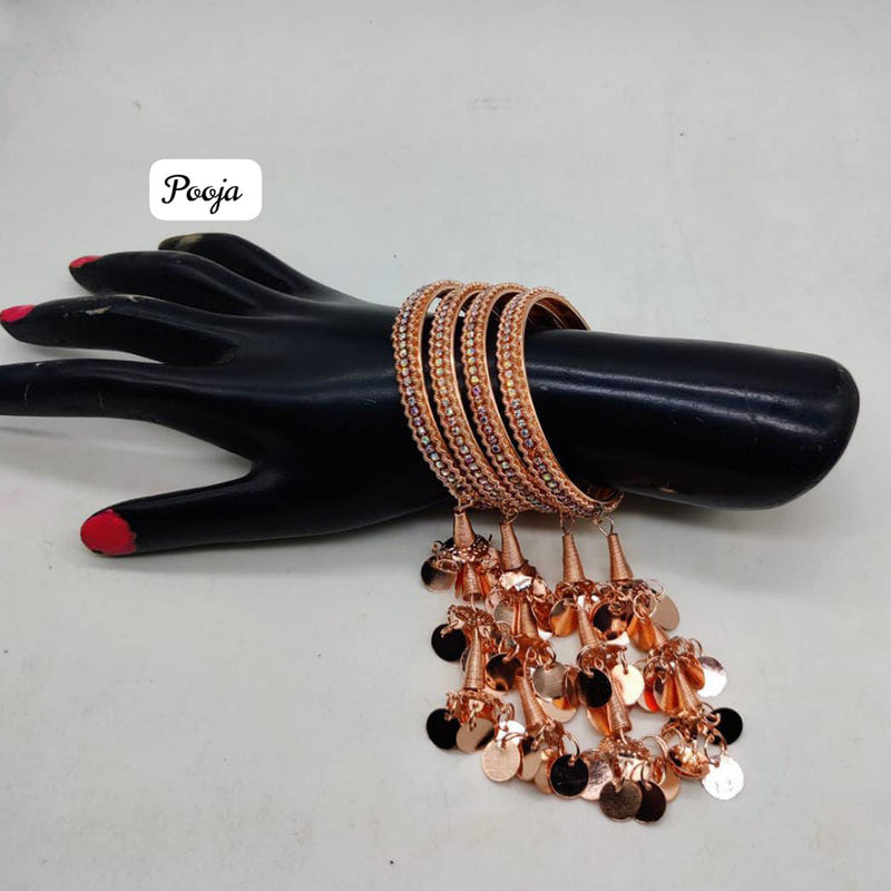 Pooja Bagles Rose Gold Plated Bangles Set