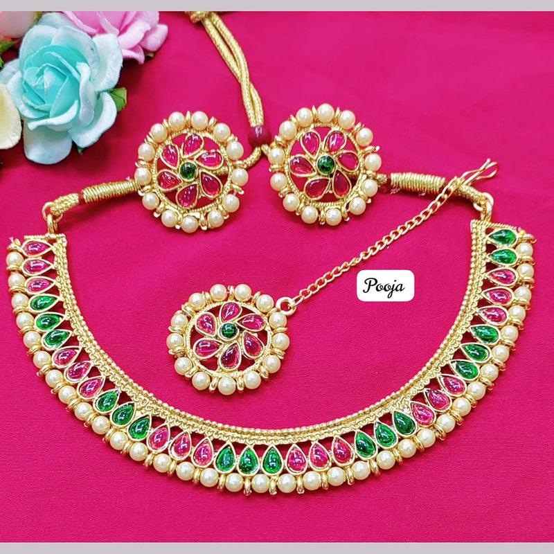 Pooja Bagles Gold Plated Necklace Set