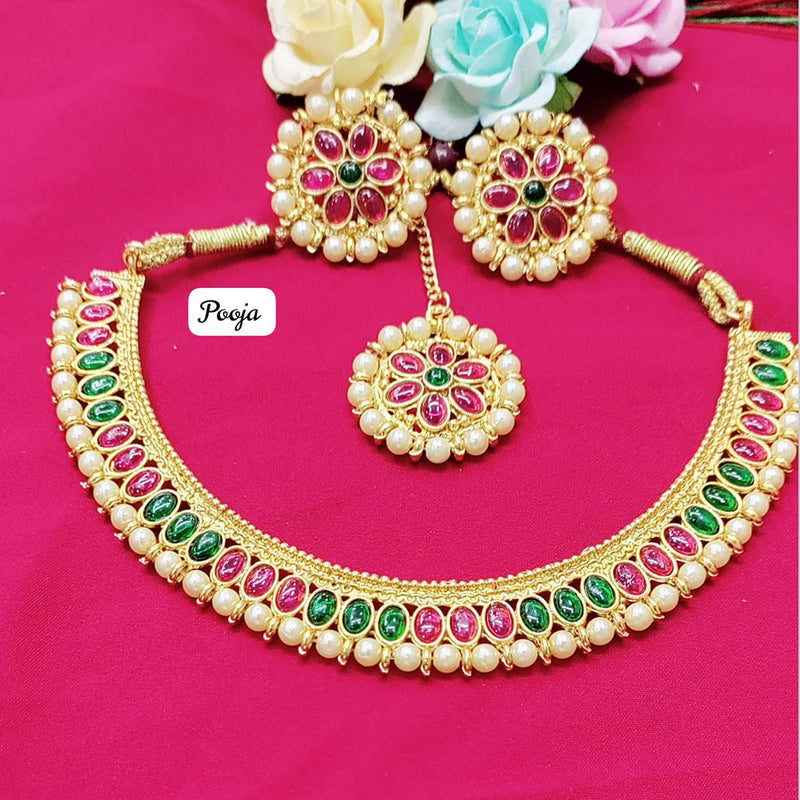 Pooja Bagles Gold Plated Necklace Set