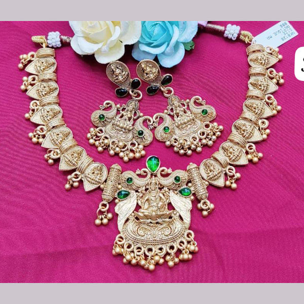 Pooja Bagles Gold Plated Temple Necklace Set