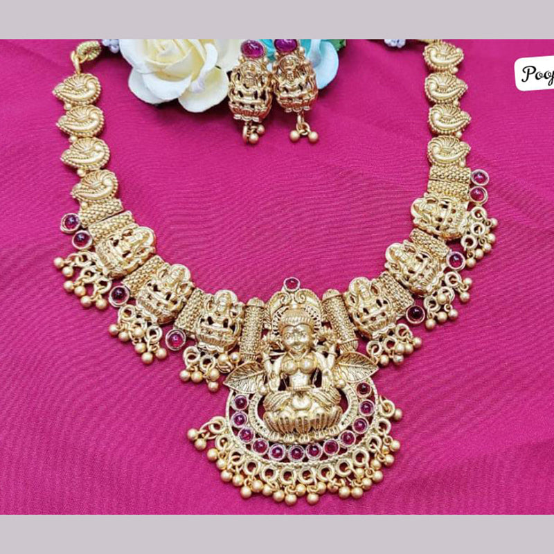 Pooja Bagles Gold Plated Temple Necklace Set