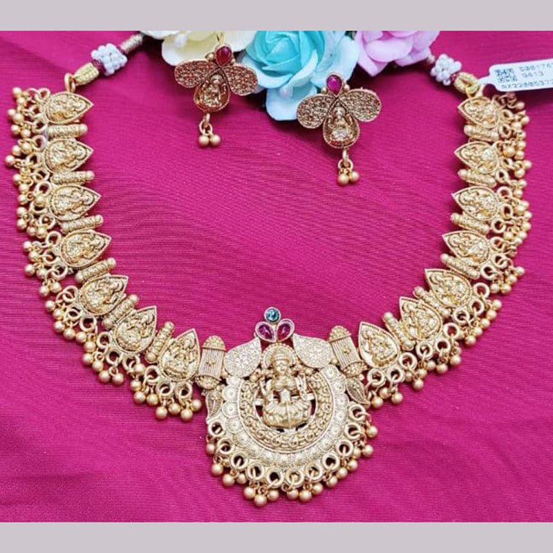 Pooja Bagles Gold Plated Temple Necklace Set