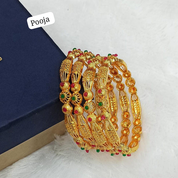 Pooja Bangles Gold Plated Pota Stone Bangles Set