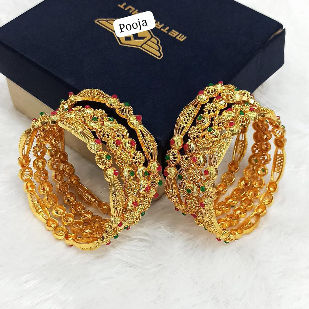 Pooja Bangles Gold Plated Pota Stone Bangles Set – JewelEMarket